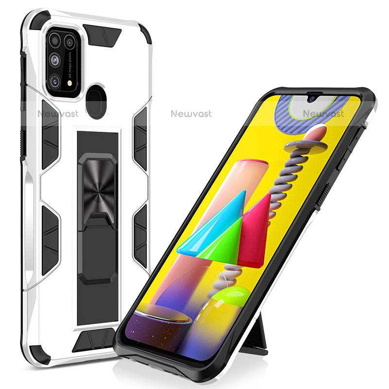 Silicone Matte Finish and Plastic Back Cover Case with Magnetic Stand MQ1 for Samsung Galaxy M31 Prime Edition