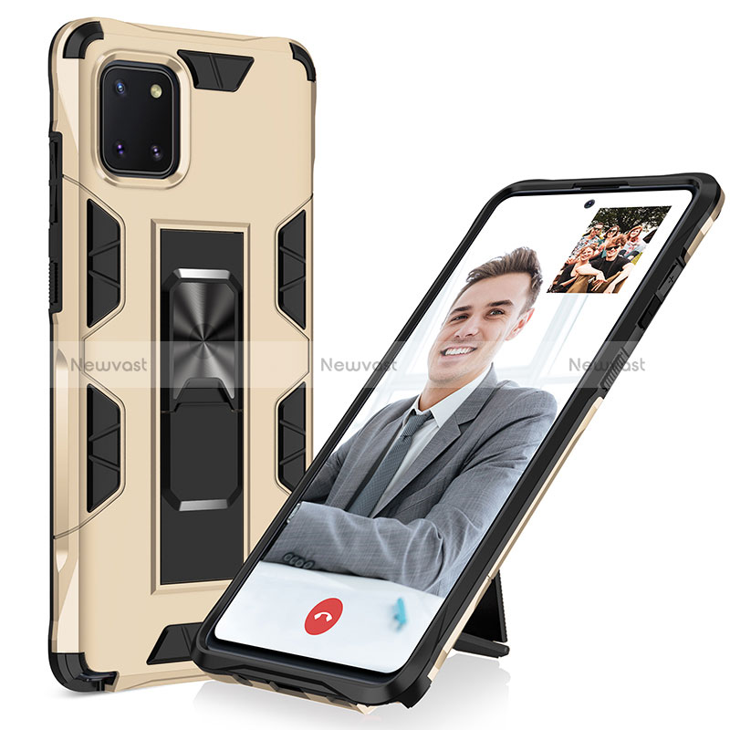 Silicone Matte Finish and Plastic Back Cover Case with Magnetic Stand MQ1 for Samsung Galaxy M60s