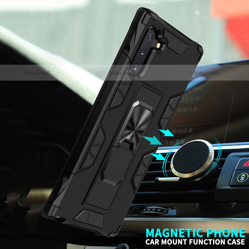 Silicone Matte Finish and Plastic Back Cover Case with Magnetic Stand MQ1 for Samsung Galaxy Note 10 5G