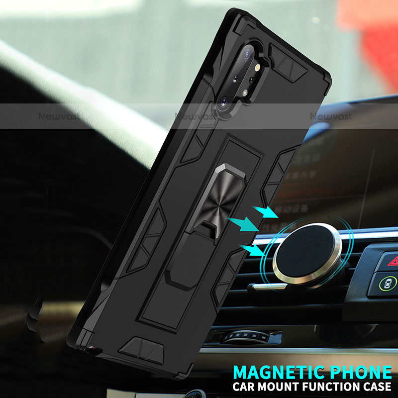 Silicone Matte Finish and Plastic Back Cover Case with Magnetic Stand MQ1 for Samsung Galaxy Note 10 Plus 5G