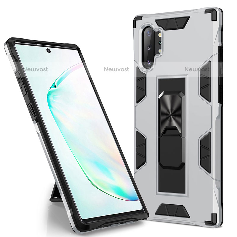 Silicone Matte Finish and Plastic Back Cover Case with Magnetic Stand MQ1 for Samsung Galaxy Note 10 Plus 5G