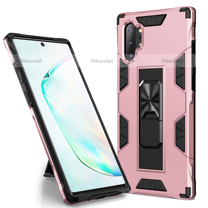 Silicone Matte Finish and Plastic Back Cover Case with Magnetic Stand MQ1 for Samsung Galaxy Note 10 Plus 5G