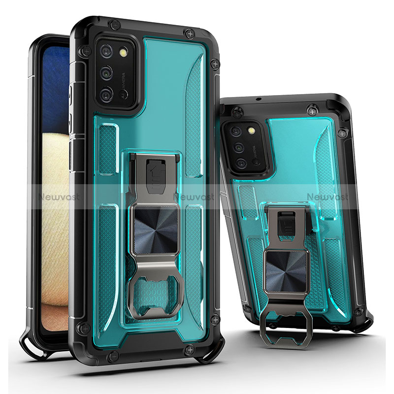 Silicone Matte Finish and Plastic Back Cover Case with Magnetic Stand Q01W for Samsung Galaxy M02s