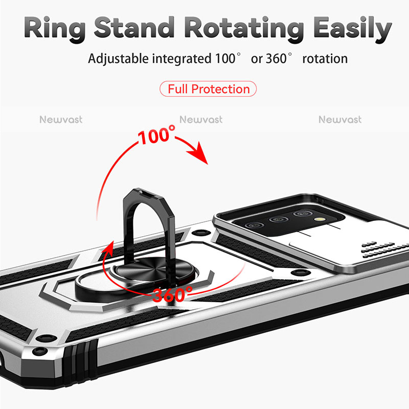 Silicone Matte Finish and Plastic Back Cover Case with Magnetic Stand Q02W for Samsung Galaxy A02s