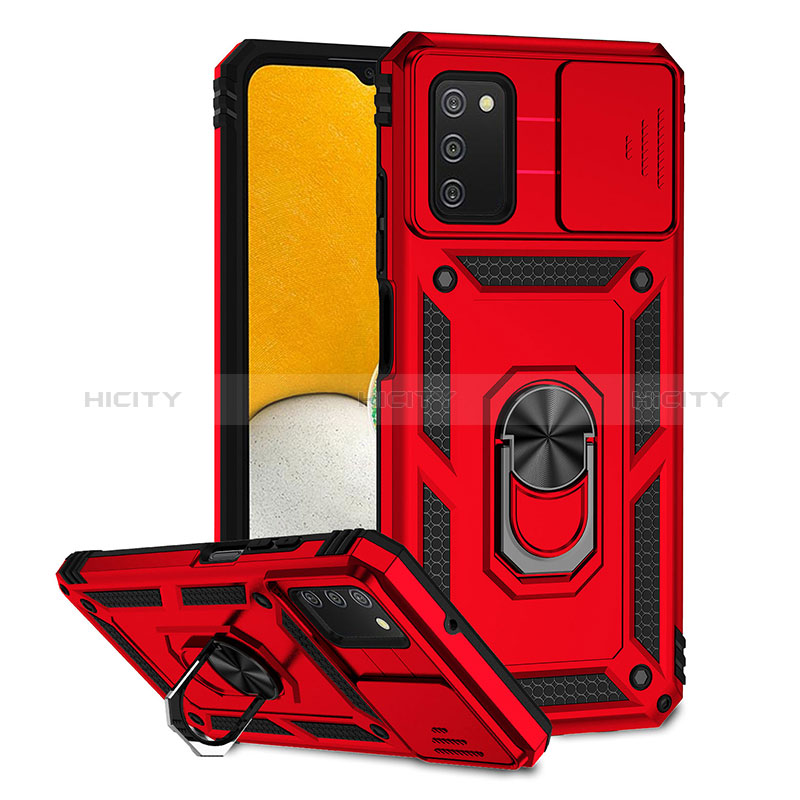 Silicone Matte Finish and Plastic Back Cover Case with Magnetic Stand Q02W for Samsung Galaxy A03s