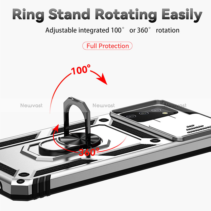 Silicone Matte Finish and Plastic Back Cover Case with Magnetic Stand Q02W for Samsung Galaxy F02S SM-E025F