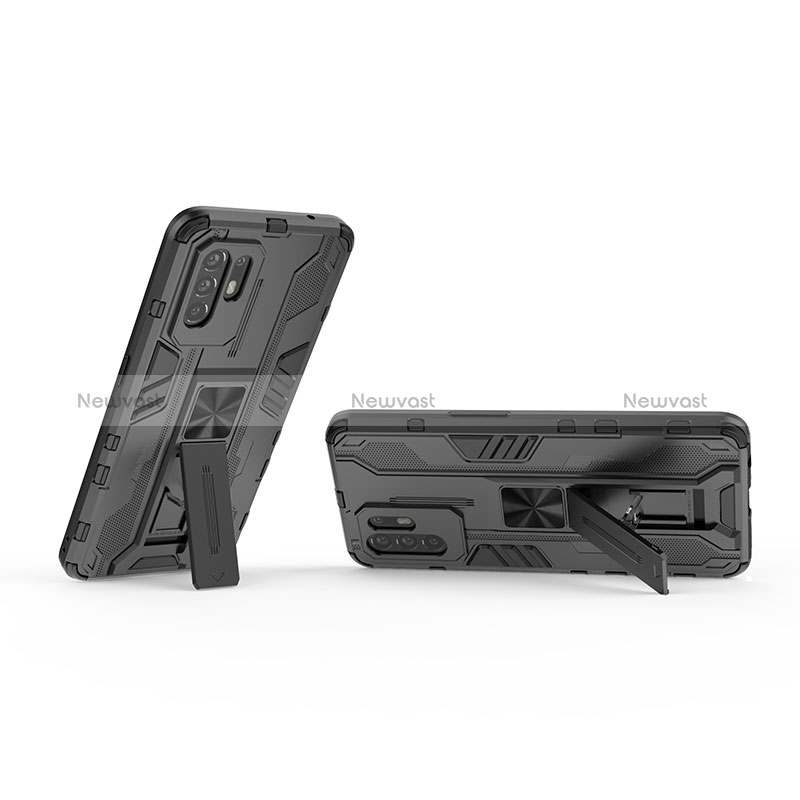 Silicone Matte Finish and Plastic Back Cover Case with Magnetic Stand T01 for Oppo Reno5 Z 5G