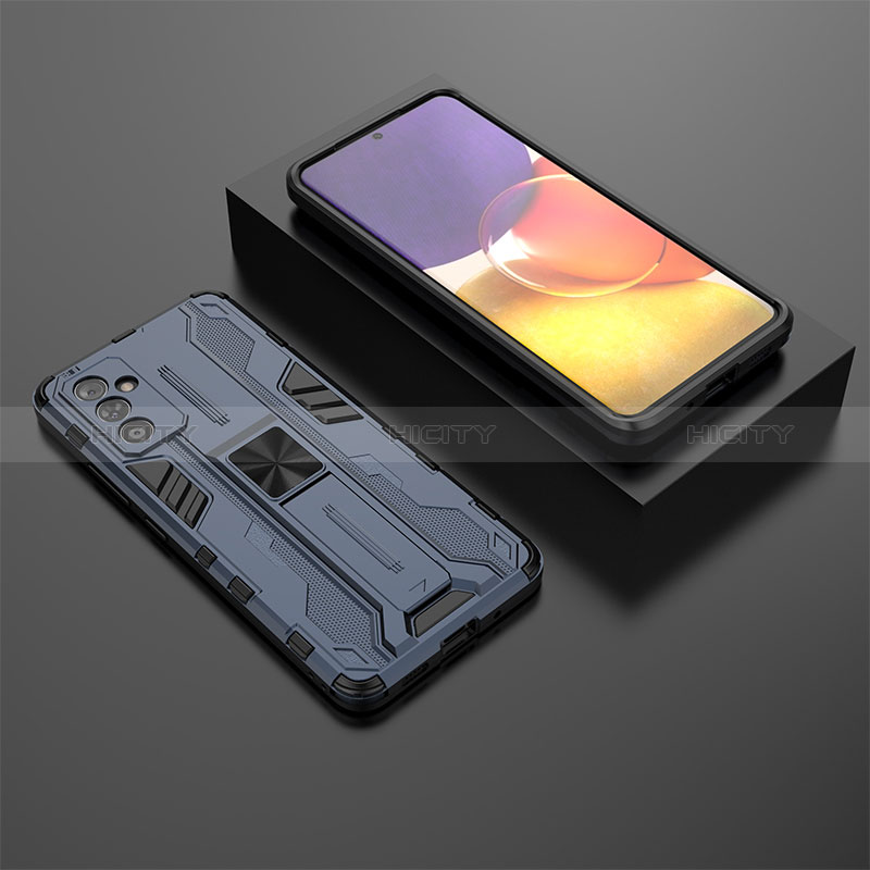 Silicone Matte Finish and Plastic Back Cover Case with Magnetic Stand T01 for Samsung Galaxy A24 4G