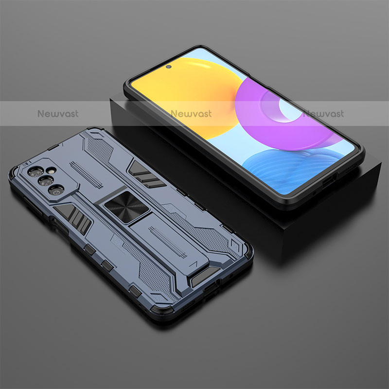 Silicone Matte Finish and Plastic Back Cover Case with Magnetic Stand T01 for Samsung Galaxy M52 5G