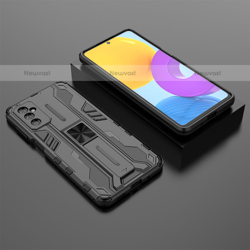 Silicone Matte Finish and Plastic Back Cover Case with Magnetic Stand T01 for Samsung Galaxy M52 5G