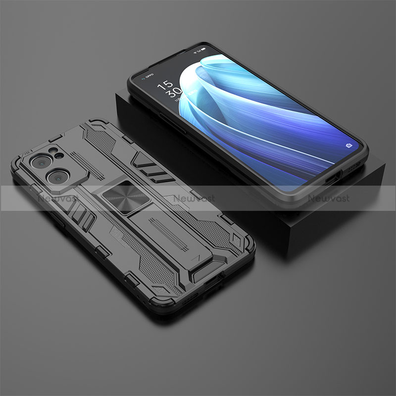 Silicone Matte Finish and Plastic Back Cover Case with Magnetic Stand T02 for OnePlus Nord CE 2 5G