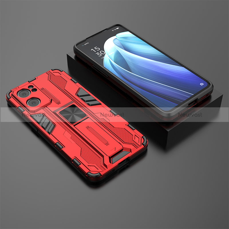 Silicone Matte Finish and Plastic Back Cover Case with Magnetic Stand T02 for OnePlus Nord CE 2 5G