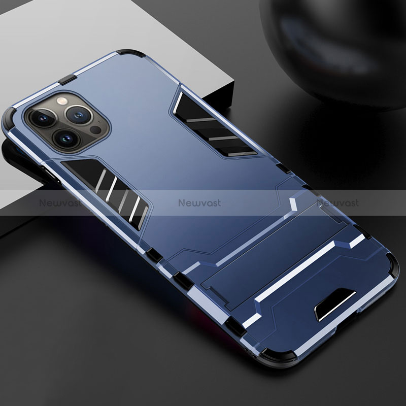 Silicone Matte Finish and Plastic Back Cover Case with Stand A01 for Apple iPhone 14 Pro