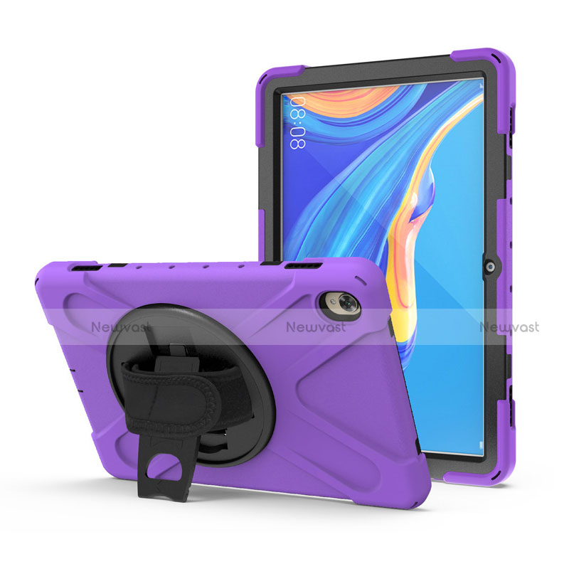 Silicone Matte Finish and Plastic Back Cover Case with Stand A01 for Huawei MediaPad M6 10.8 Purple