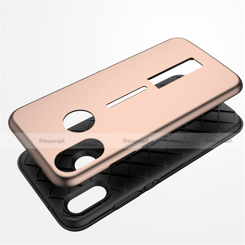 Silicone Matte Finish and Plastic Back Cover Case with Stand A01 for Huawei Nova 3e