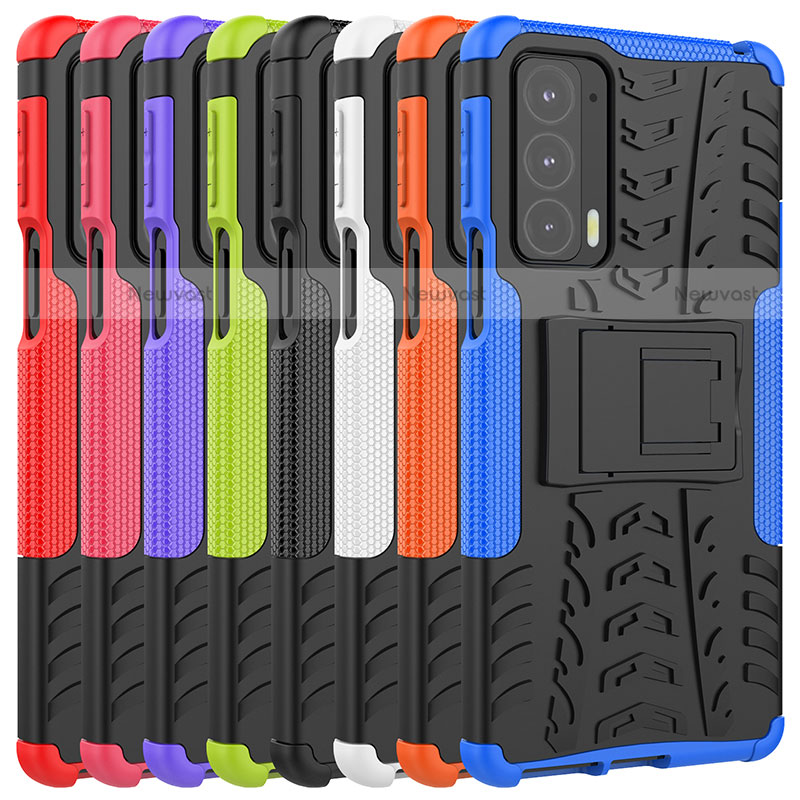 Silicone Matte Finish and Plastic Back Cover Case with Stand A01 for Motorola Moto Edge 20 5G