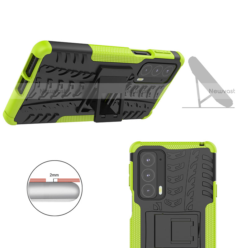 Silicone Matte Finish and Plastic Back Cover Case with Stand A01 for Motorola Moto Edge 20 5G