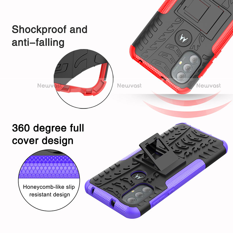 Silicone Matte Finish and Plastic Back Cover Case with Stand A01 for Motorola Moto G Play (2023)