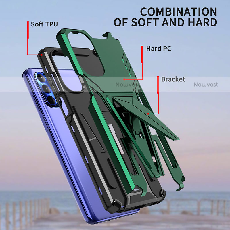 Silicone Matte Finish and Plastic Back Cover Case with Stand A01 for Motorola Moto G Stylus (2022) 4G