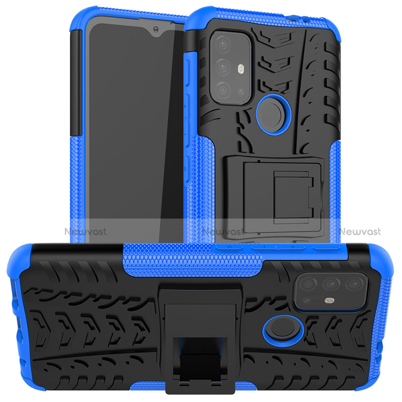 Silicone Matte Finish and Plastic Back Cover Case with Stand A01 for Motorola Moto G30