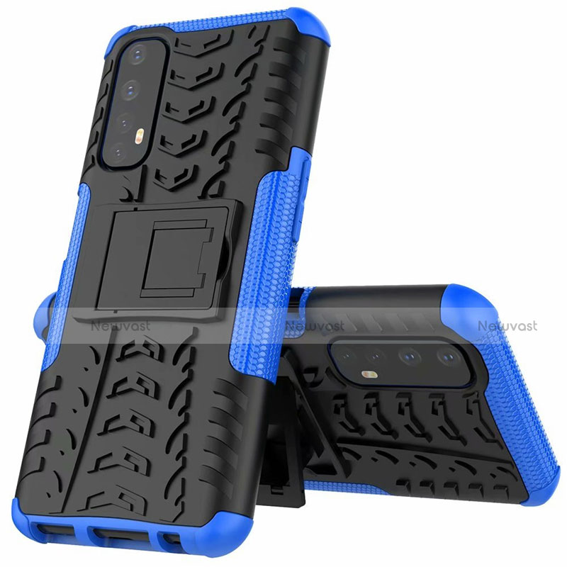 Silicone Matte Finish and Plastic Back Cover Case with Stand A01 for Realme Narzo 30 4G Blue