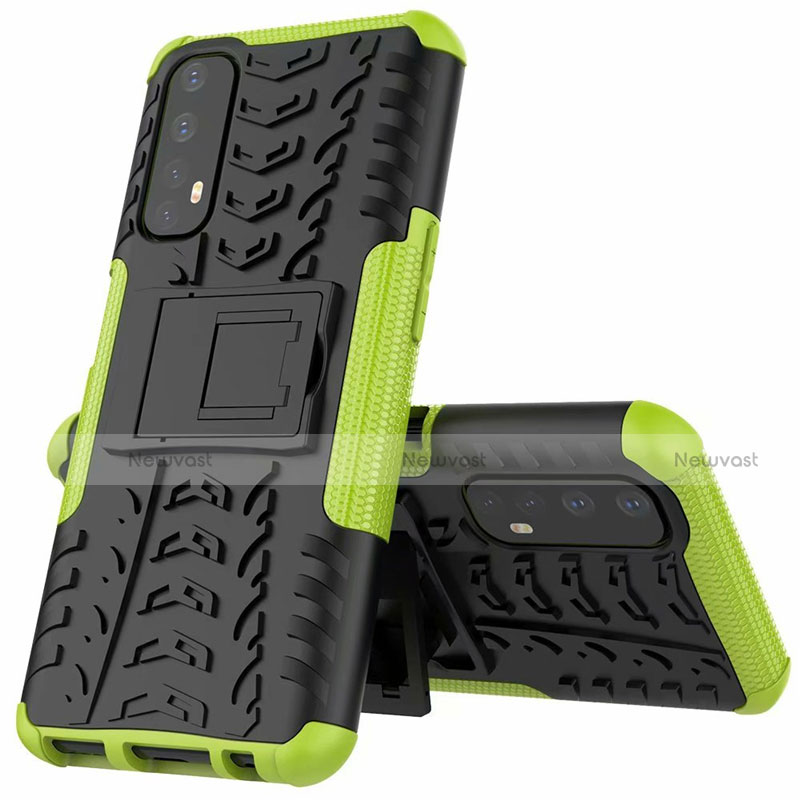 Silicone Matte Finish and Plastic Back Cover Case with Stand A01 for Realme Narzo 30 4G Green