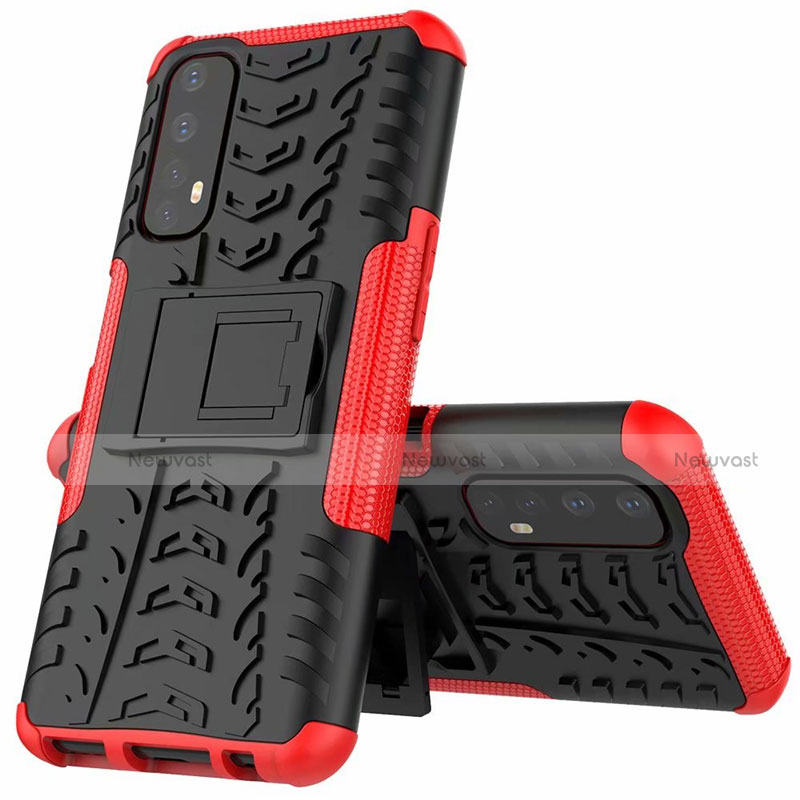 Silicone Matte Finish and Plastic Back Cover Case with Stand A01 for Realme Narzo 30 4G Red