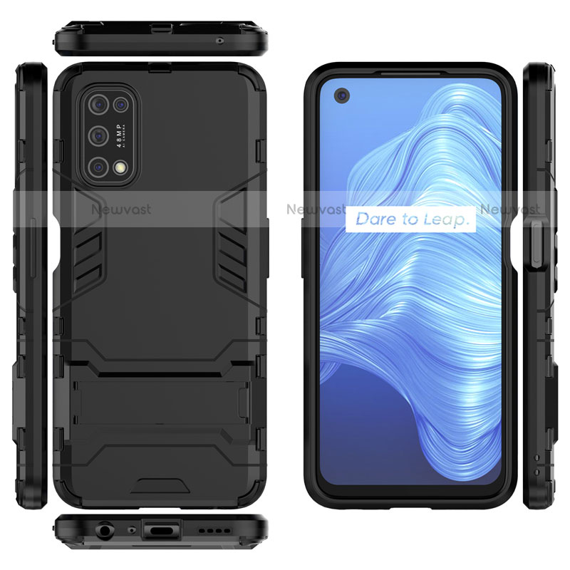 Silicone Matte Finish and Plastic Back Cover Case with Stand A01 for Realme Narzo 30 Pro 5G