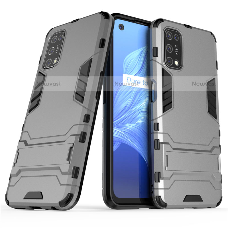 Silicone Matte Finish and Plastic Back Cover Case with Stand A01 for Realme Narzo 30 Pro 5G