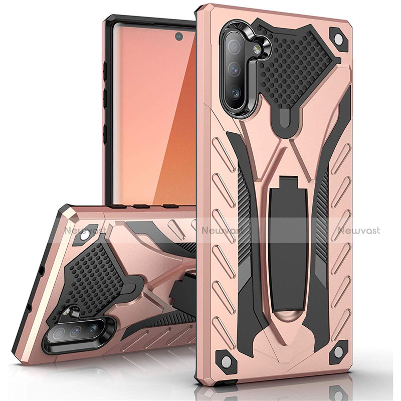 Silicone Matte Finish and Plastic Back Cover Case with Stand A01 for Samsung Galaxy Note 10