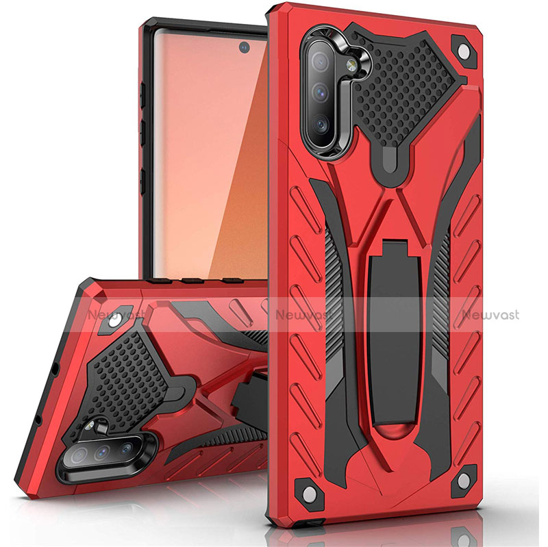 Silicone Matte Finish and Plastic Back Cover Case with Stand A01 for Samsung Galaxy Note 10 5G