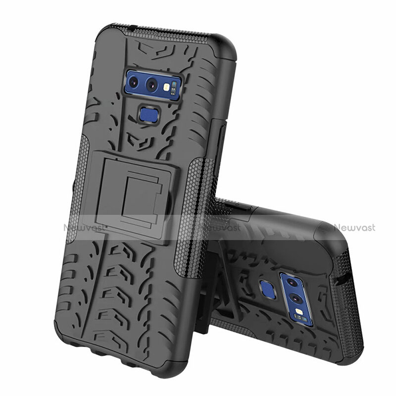 Silicone Matte Finish and Plastic Back Cover Case with Stand A01 for Samsung Galaxy Note 9