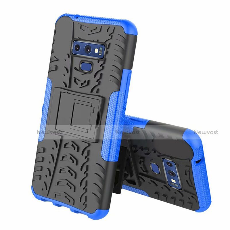 Silicone Matte Finish and Plastic Back Cover Case with Stand A01 for Samsung Galaxy Note 9