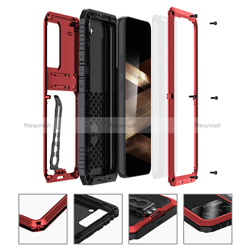 Silicone Matte Finish and Plastic Back Cover Case with Stand A01 for Samsung Galaxy S24 5G