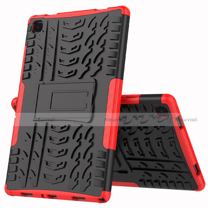 Silicone Matte Finish and Plastic Back Cover Case with Stand A01 for Samsung Galaxy Tab A7 Wi-Fi 10.4 SM-T500 Red