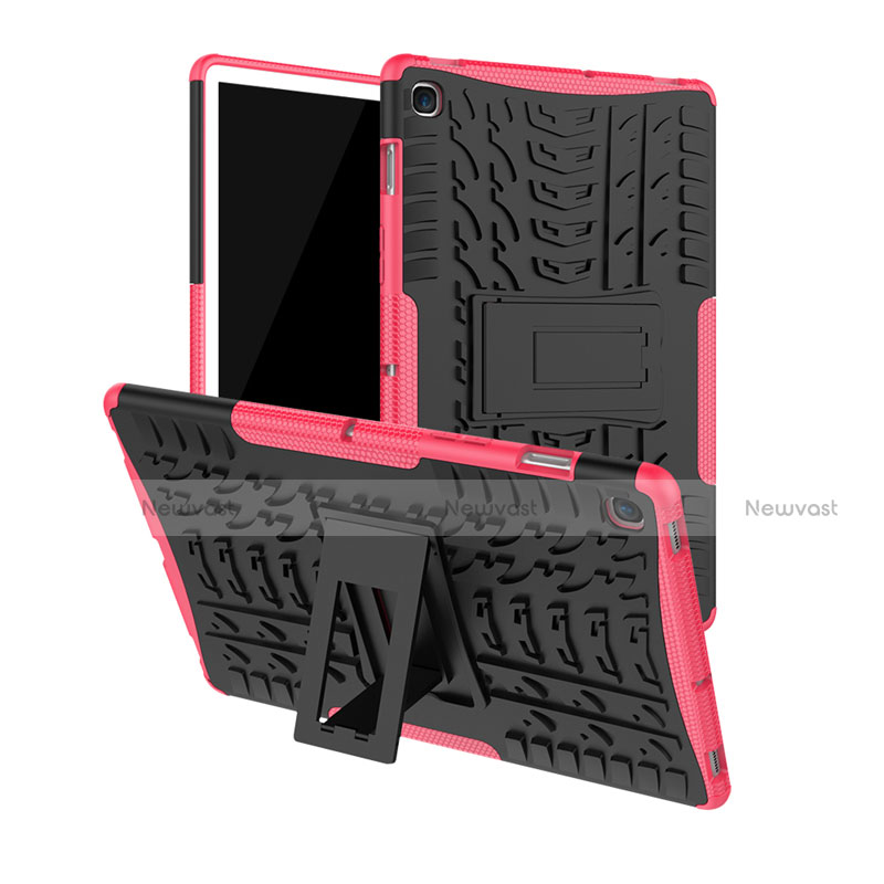 Silicone Matte Finish and Plastic Back Cover Case with Stand A01 for Samsung Galaxy Tab S5e 4G 10.5 SM-T725 Hot Pink