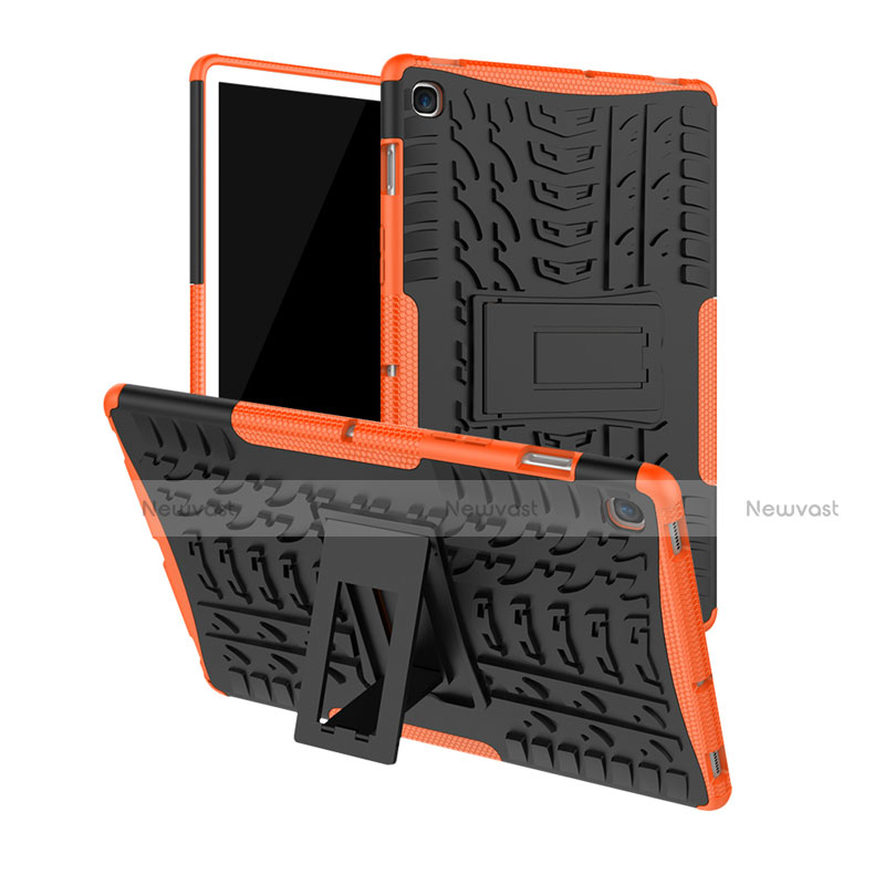 Silicone Matte Finish and Plastic Back Cover Case with Stand A01 for Samsung Galaxy Tab S5e 4G 10.5 SM-T725 Orange