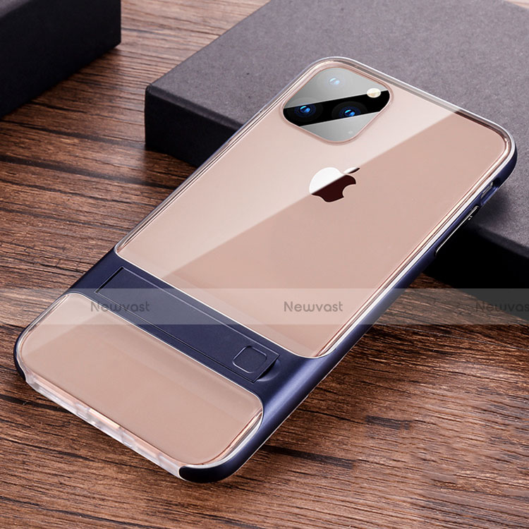 Silicone Matte Finish and Plastic Back Cover Case with Stand A02 for Apple iPhone 11 Pro Max