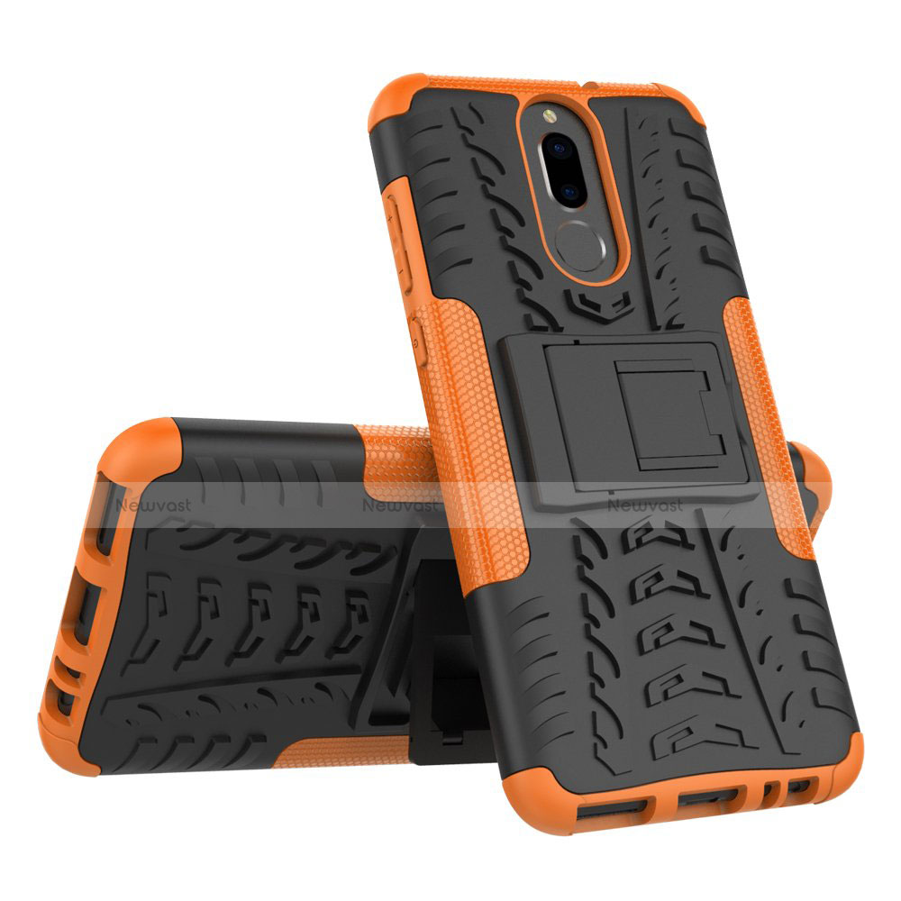 Silicone Matte Finish and Plastic Back Cover Case with Stand A02 for Huawei G10 Orange