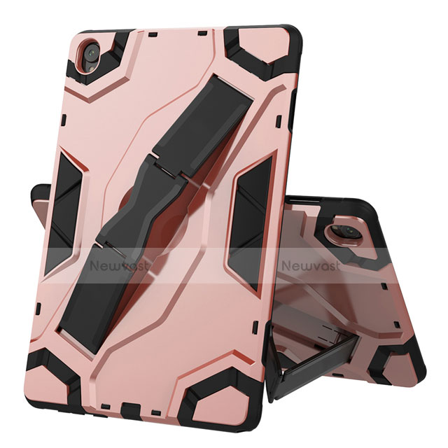 Silicone Matte Finish and Plastic Back Cover Case with Stand A02 for Huawei MediaPad M6 10.8 Rose Gold