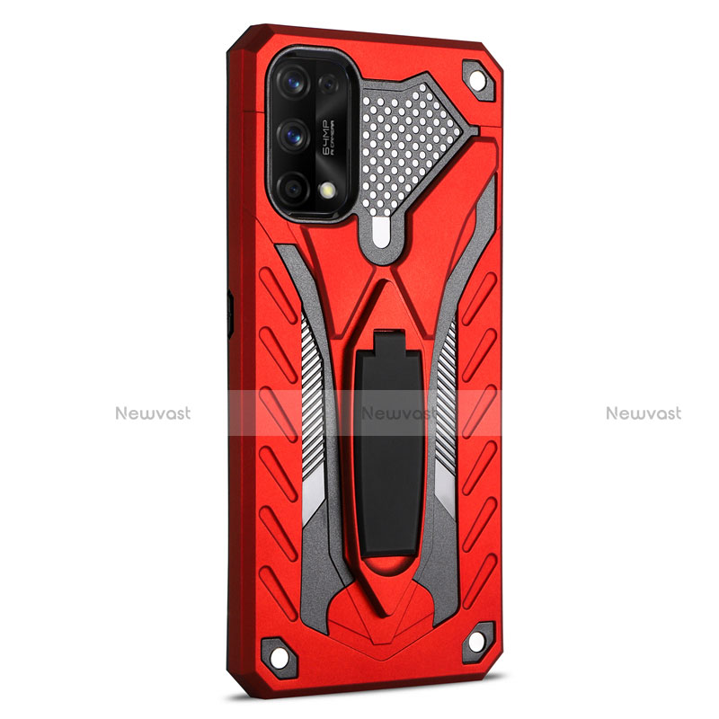 Silicone Matte Finish and Plastic Back Cover Case with Stand A02 for Realme 7 Pro Red