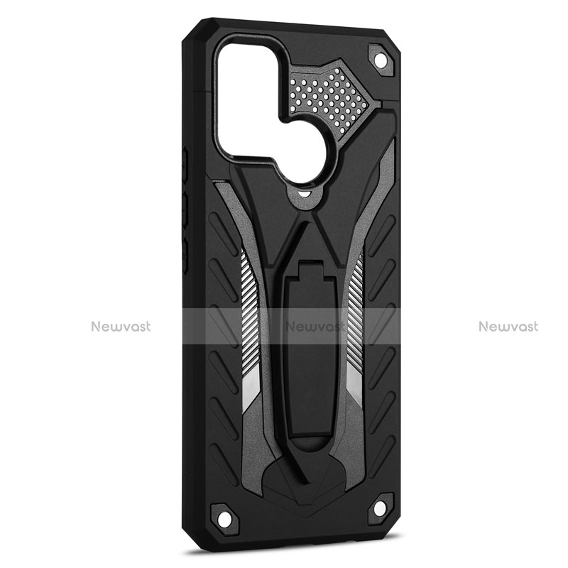 Silicone Matte Finish and Plastic Back Cover Case with Stand A02 for Realme 7i Black