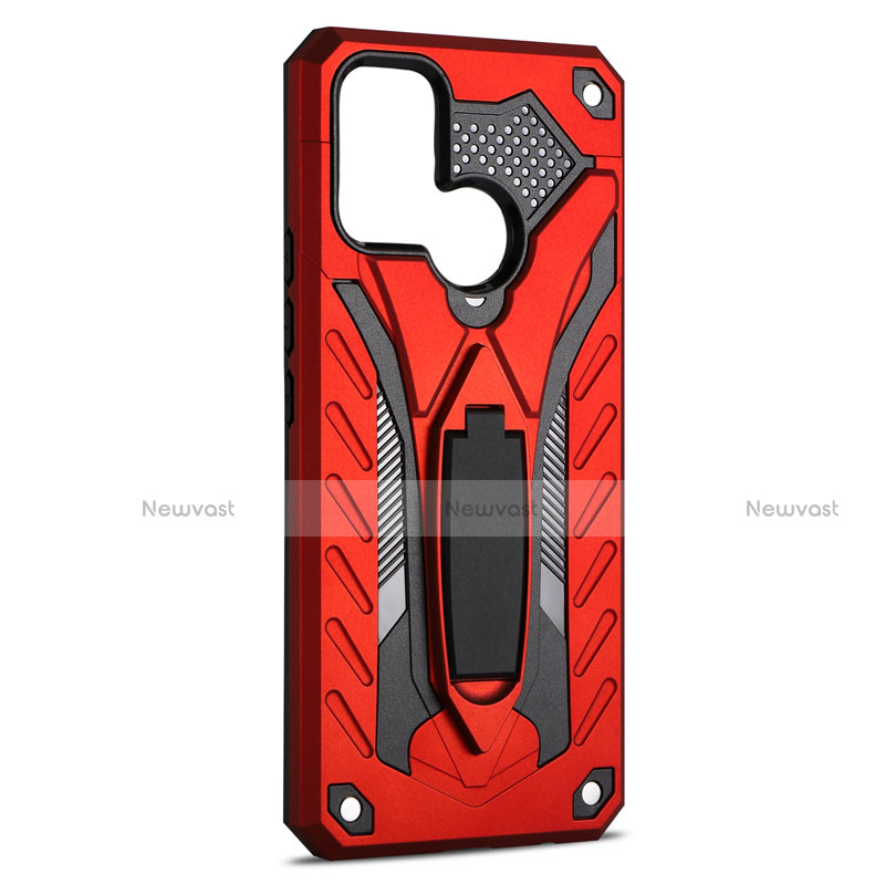 Silicone Matte Finish and Plastic Back Cover Case with Stand A02 for Realme 7i Red