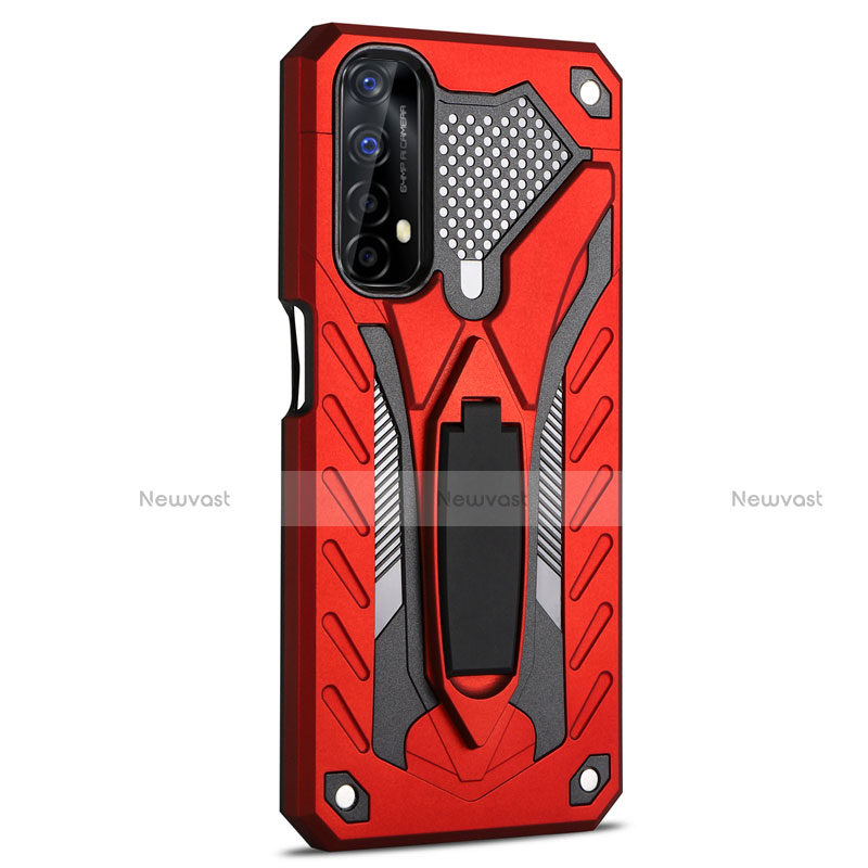 Silicone Matte Finish and Plastic Back Cover Case with Stand A02 for Realme Narzo 30 4G Red