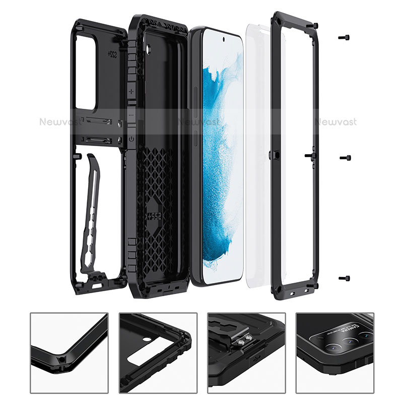 Silicone Matte Finish and Plastic Back Cover Case with Stand A02 for Samsung Galaxy S21 Plus 5G