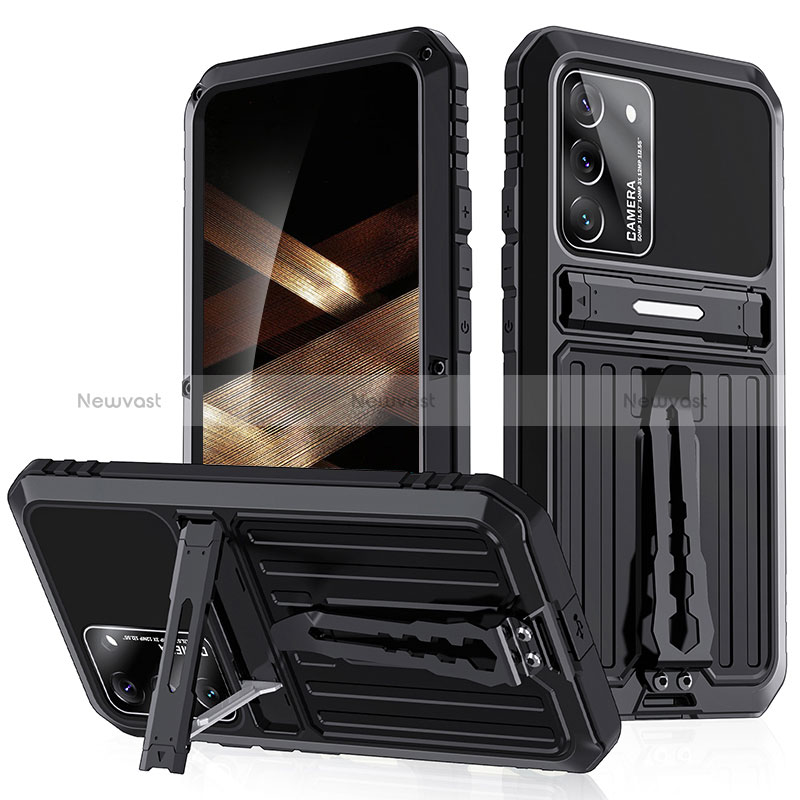 Silicone Matte Finish and Plastic Back Cover Case with Stand A02 for Samsung Galaxy S24 5G Black