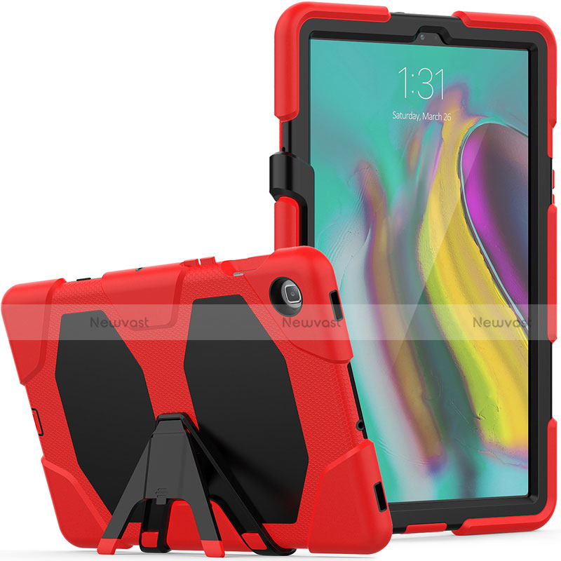 Silicone Matte Finish and Plastic Back Cover Case with Stand A02 for Samsung Galaxy Tab S5e 4G 10.5 SM-T725 Red