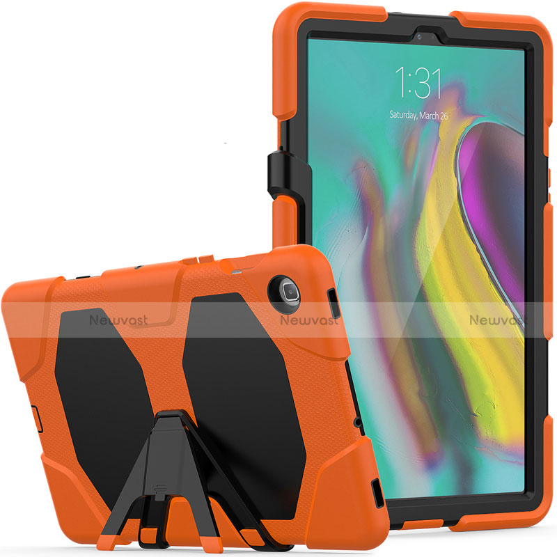 Silicone Matte Finish and Plastic Back Cover Case with Stand A02 for Samsung Galaxy Tab S5e Wi-Fi 10.5 SM-T720 Orange