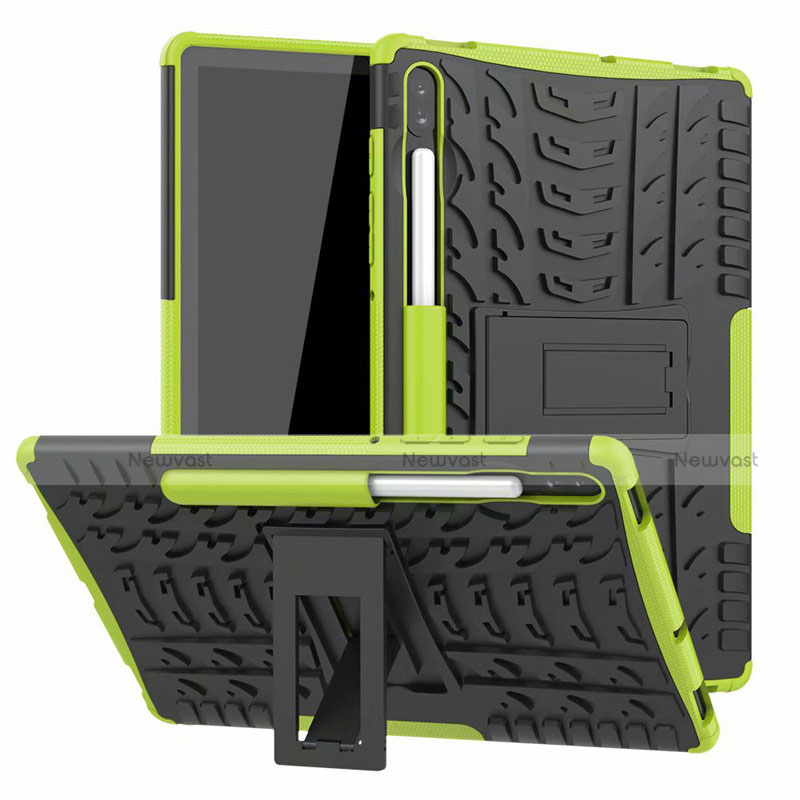 Silicone Matte Finish and Plastic Back Cover Case with Stand A02 for Samsung Galaxy Tab S6 10.5 SM-T860 Green