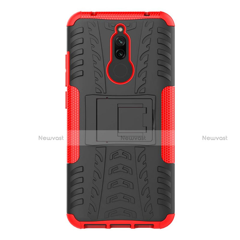 Silicone Matte Finish and Plastic Back Cover Case with Stand A02 for Xiaomi Redmi 8